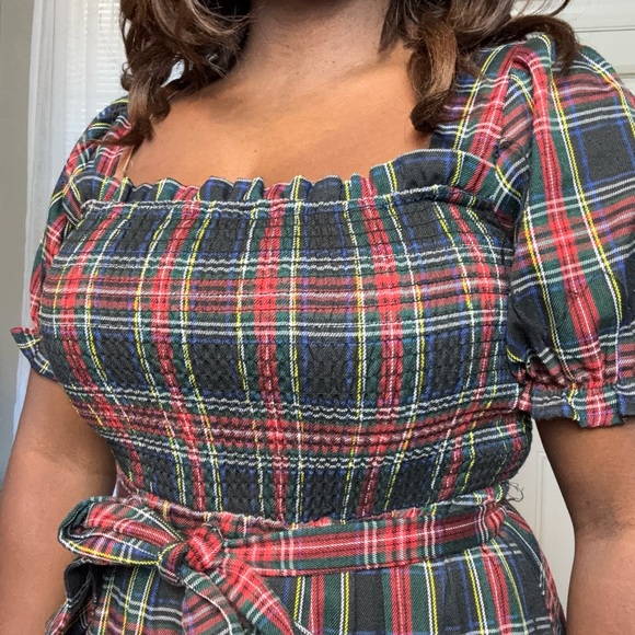 AURA Plaid Smocked Dress - SMALL - Picture 4 of 6